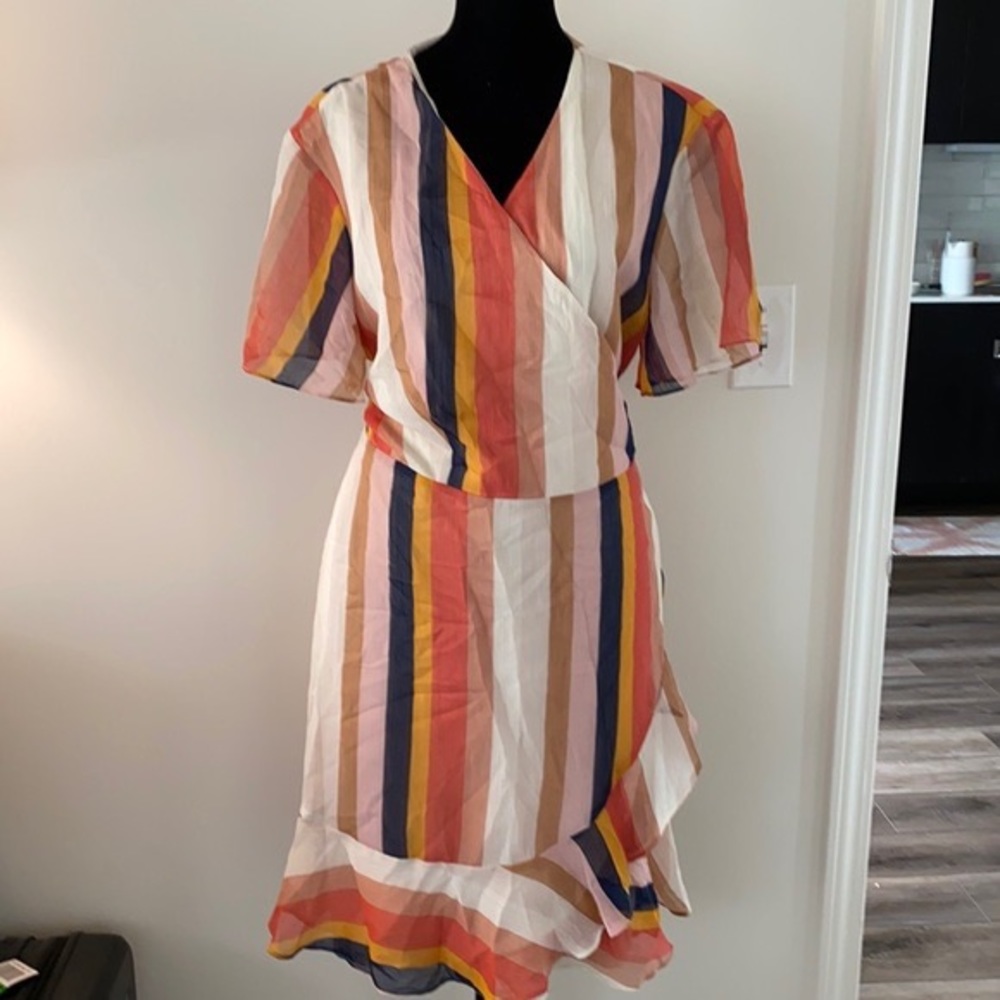All in Favor Striped Wrap Dress